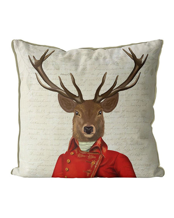 Deer in Red and Gold Jacket, Portrait, Cushion / Throw Pillow