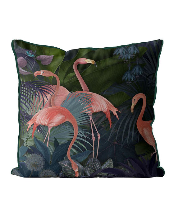 Flamingos in Blue Garden, Cushion / Throw Pillow