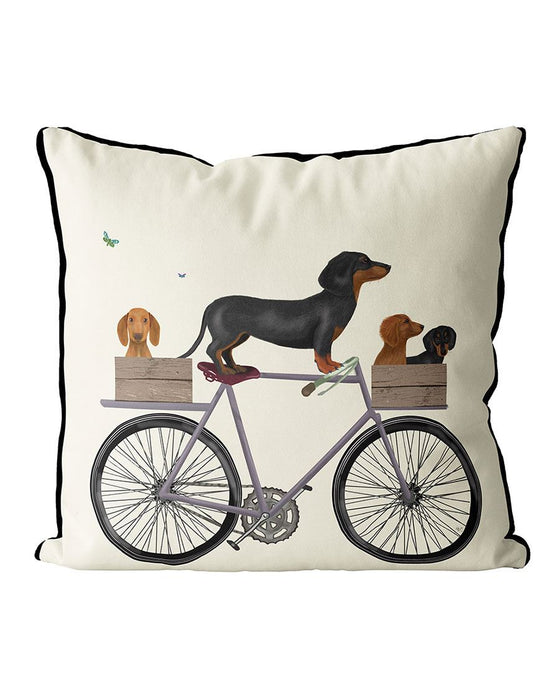 Dachshunds on Bicycle, Cushion / Throw Pillow