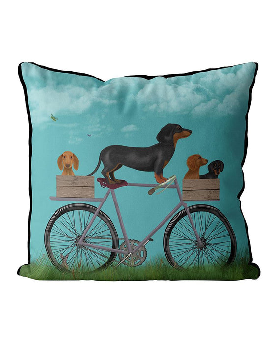 Dachshunds on Bicycle, Cushion / Throw Pillow