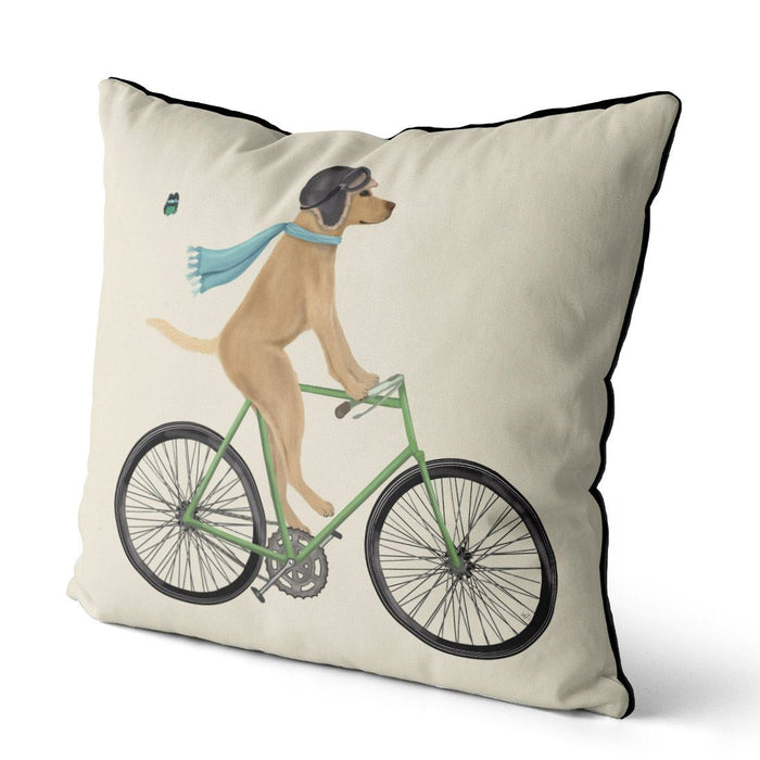 Yellow Labrador on Bicycle, Cushion / Throw Pillow