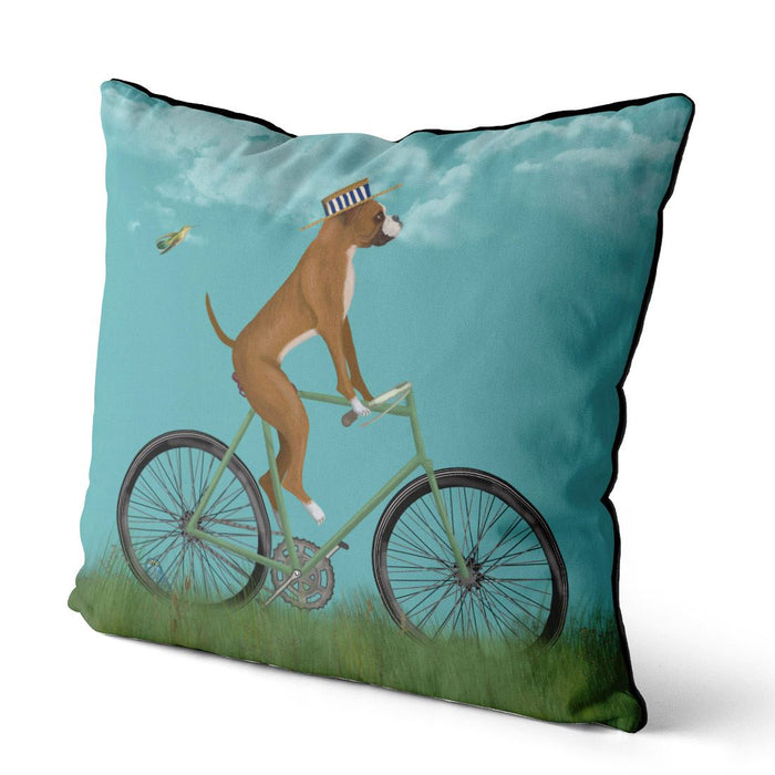 Boxer on Bicycle, Cushion / Throw Pillow