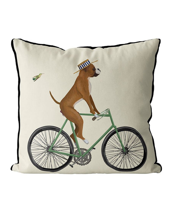 Boxer on Bicycle, Cushion / Throw Pillow