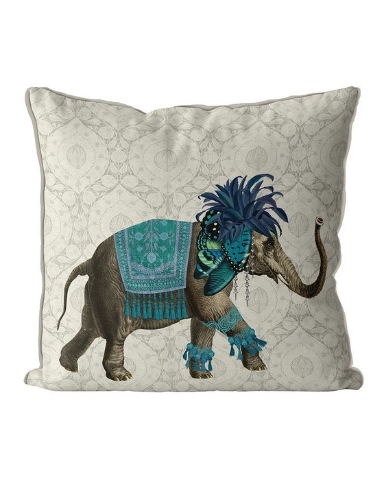 Niraj Elephant, Blue or Red Cushion / Throw Pillow