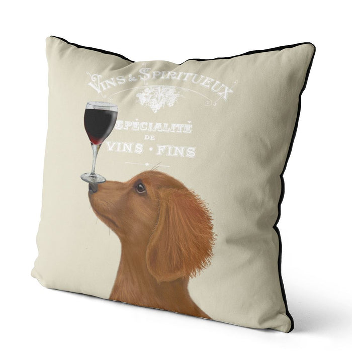 Dog Au Vin, Dachshund Gold, Cushion / Throw Pillow