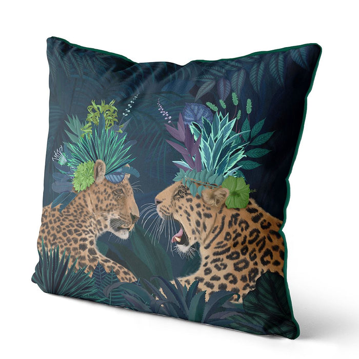Hot House Leopards, Tropical Cushion / Throw Pillow