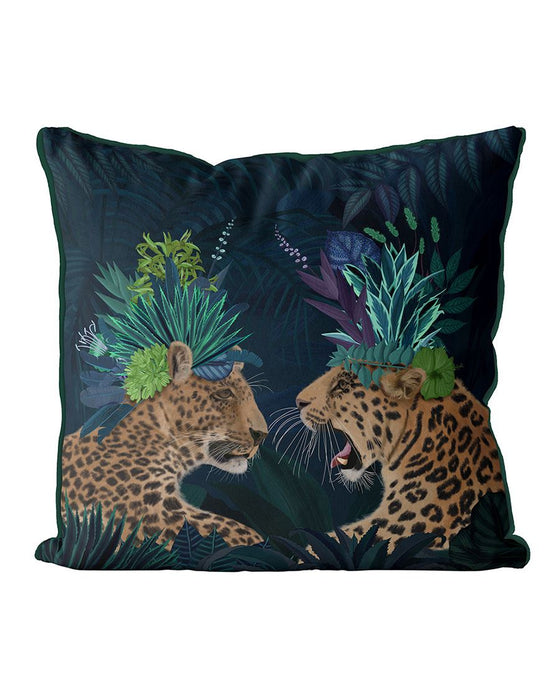 Hot House Leopards, Tropical Cushion / Throw Pillow