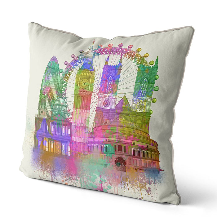 London Skyline 5, Watercolour Splash Multi, Cushion / Throw Pillow