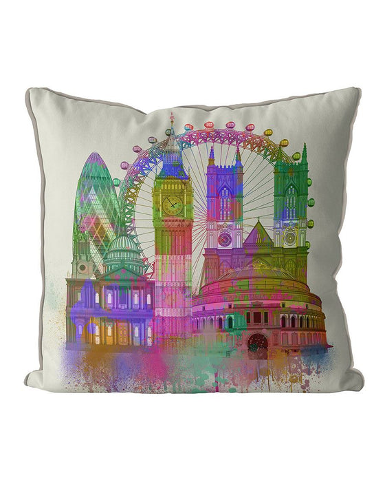 London Skyline 5, Watercolour Splash Multi, Cushion / Throw Pillow