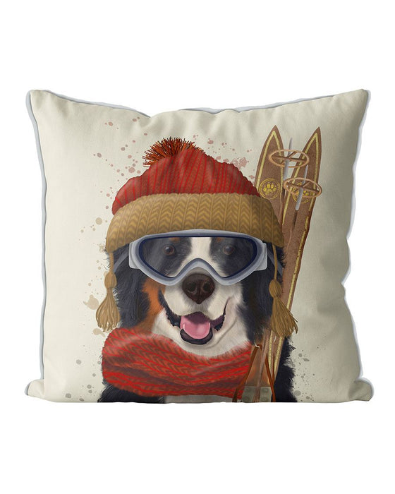 Bernese Ski Dog, Cushion / Throw Pillow