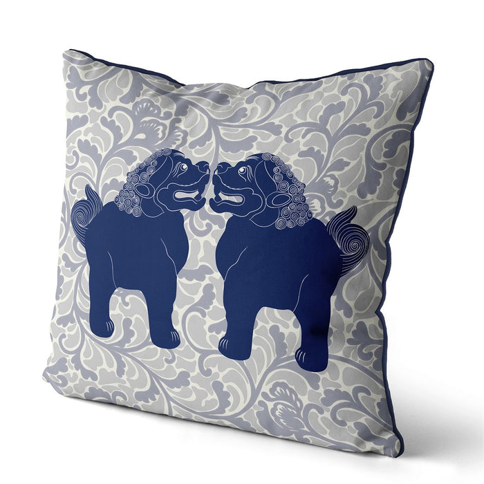 Foo Dog Twins, Chinoiserie Cushion / Throw Pillow