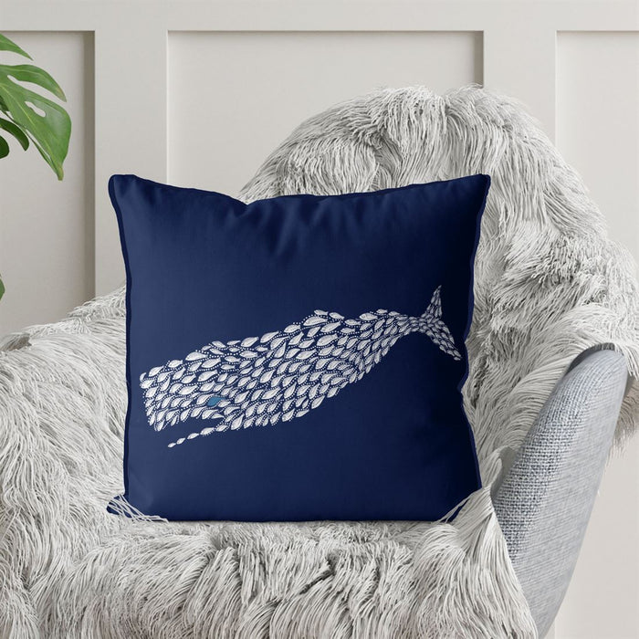 Little Fishes, Whale Coastal Cushion / Throw Pillow