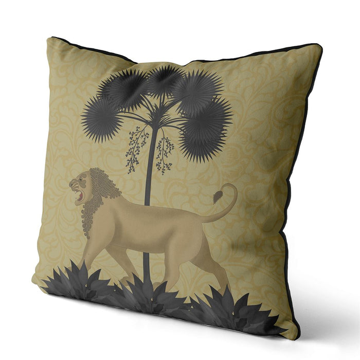 Lion Under Palm, Animalia, Cushion / Throw Pillow
