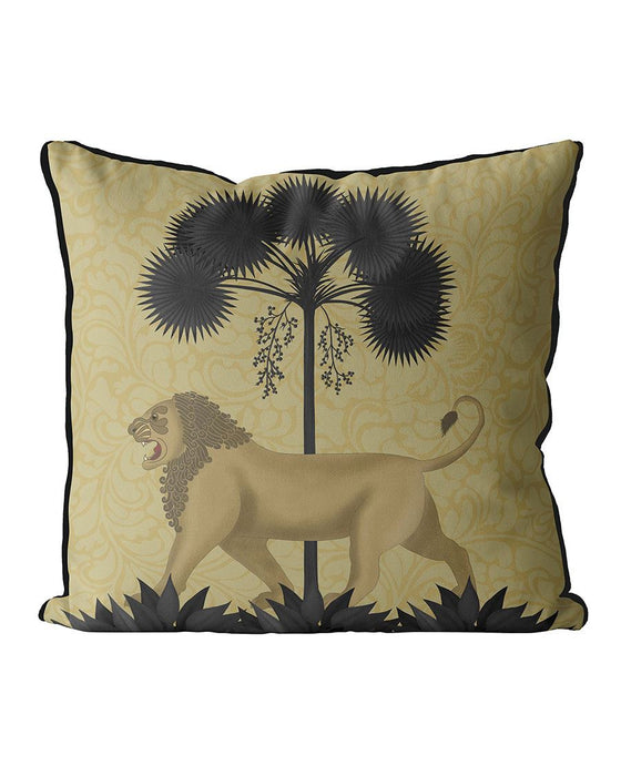 Lion Under Palm, Animalia, Cushion / Throw Pillow