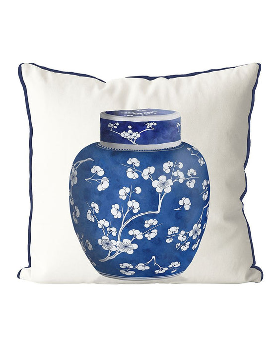 Chinoiserie Cherry Blossom Ginger Jar, Cushion / Throw Pillow