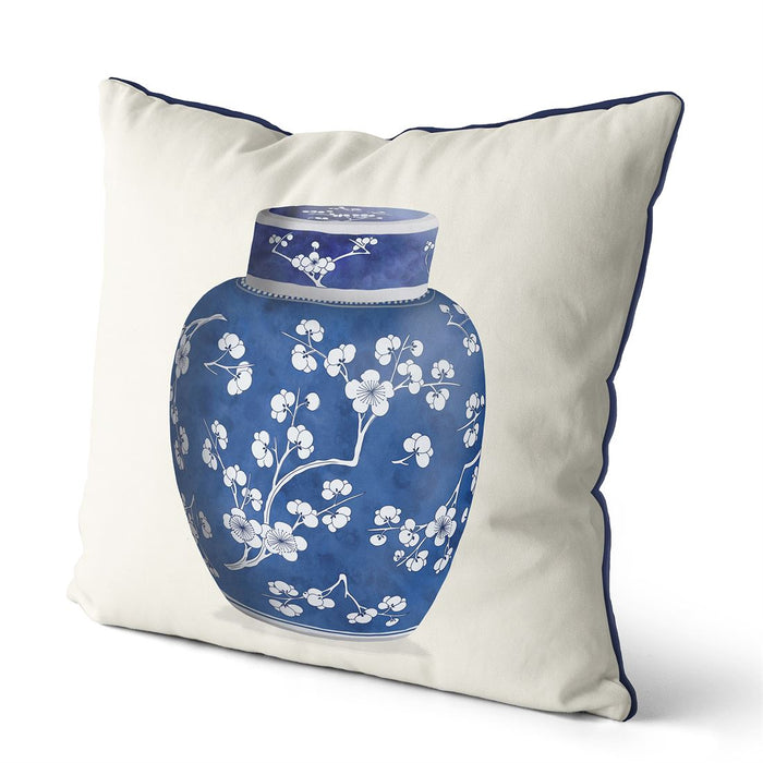 Chinoiserie Cherry Blossom Ginger Jar, Cushion / Throw Pillow