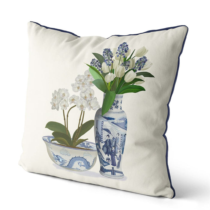 Chinoiserie Flower Duo 4, Cushion / Throw Pillow