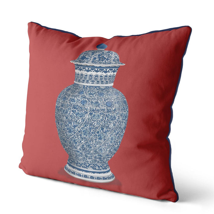 Chinoiserie Vase Flower Spiral, Cushion / Throw Pillow