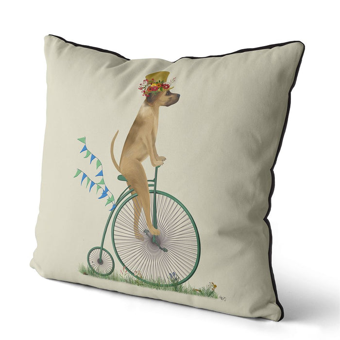 Great Dane Fawn on Penny Farthing, Cushion / Throw Pillow