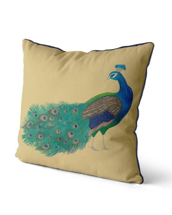 Peacock Head Turned 1 on Blue or Gold Cushion / Throw Pillow