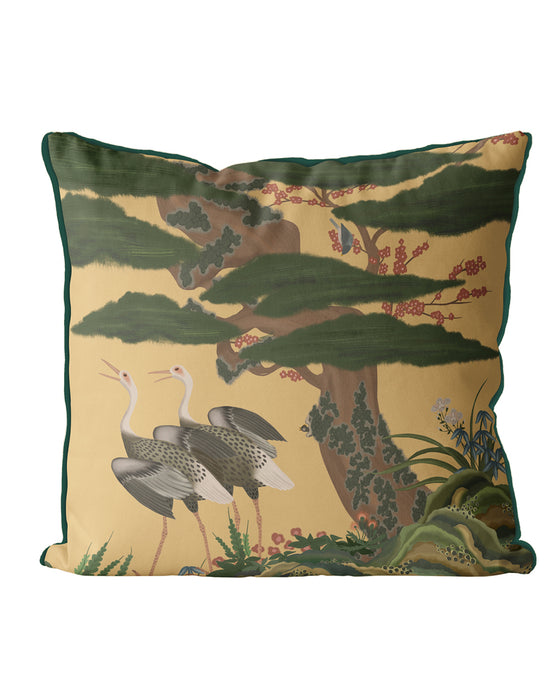 Crane Garden 1 Cushion / Throw Pillow