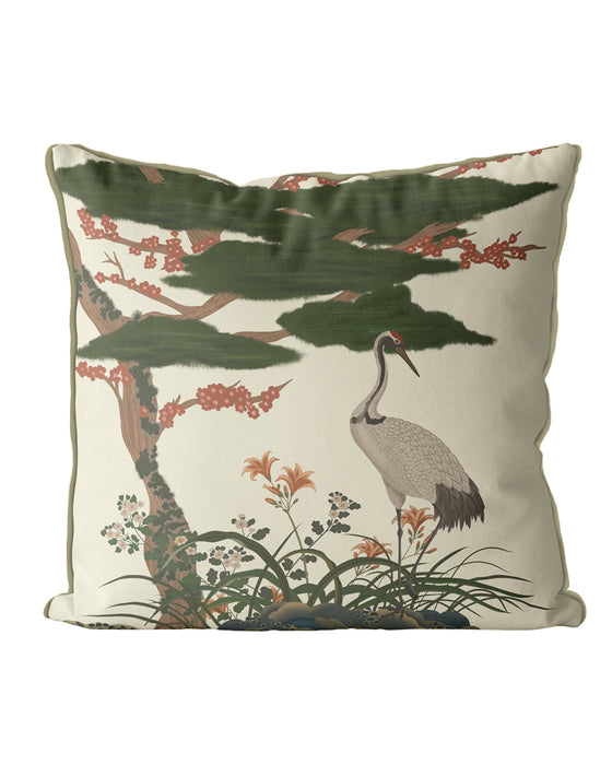 Crane Garden 2 Cushion / Throw Pillow