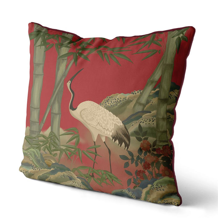 Crane Garden 4 Cushion / Throw Pillow