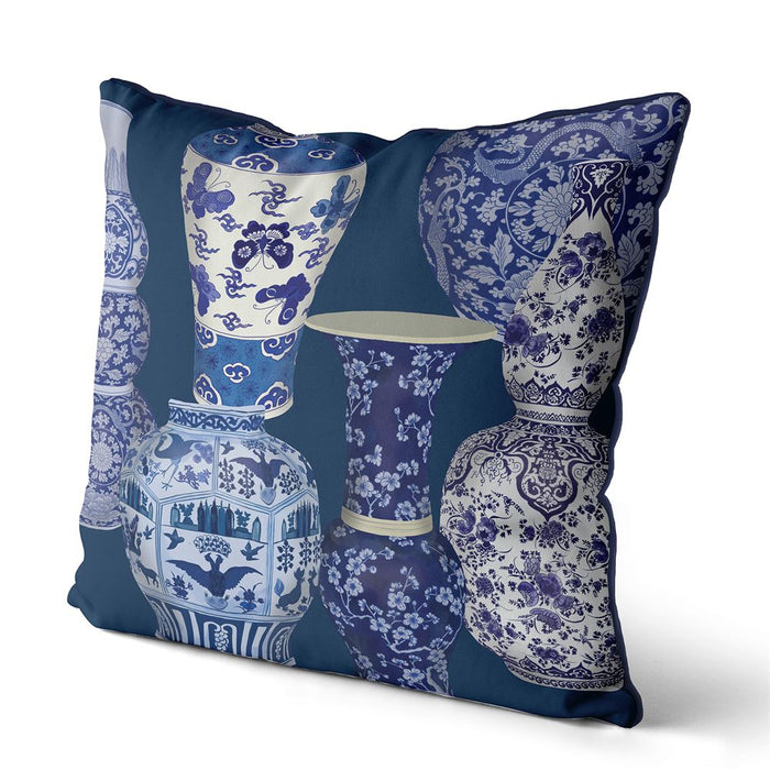 Chinoiserie Vase Collage 1, Cushion / Throw Pillow