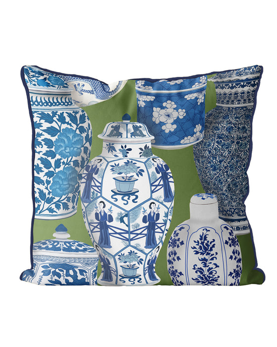Chinoiserie Vase Collage 2, Cushion / Throw Pillow