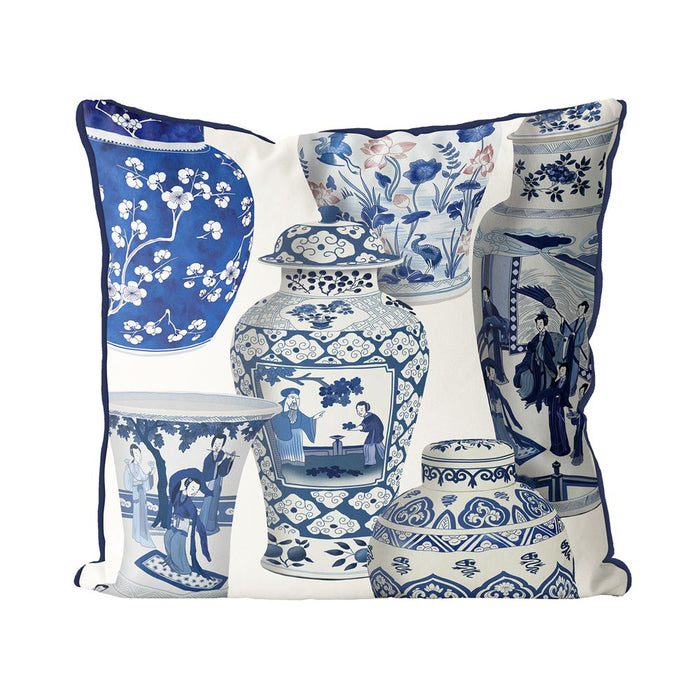 Chinoiserie Vase Collage 3, Cushion / Throw Pillow
