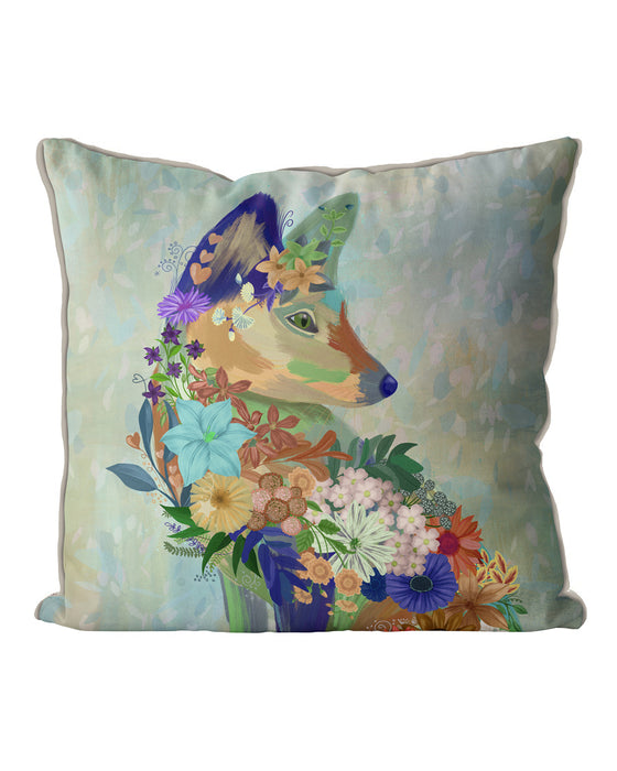 Fox Sitting Fantastic Florals, Cushion / Throw Pillow