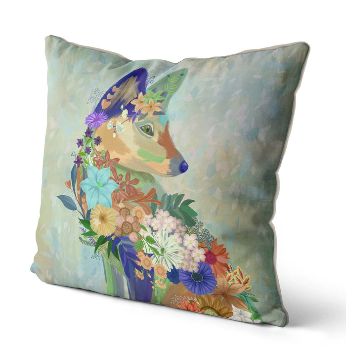 Fox Sitting Fantastic Florals, Cushion / Throw Pillow