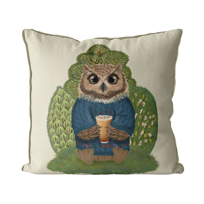 Latte Owl in Sweater, Cushion / Throw Pillow