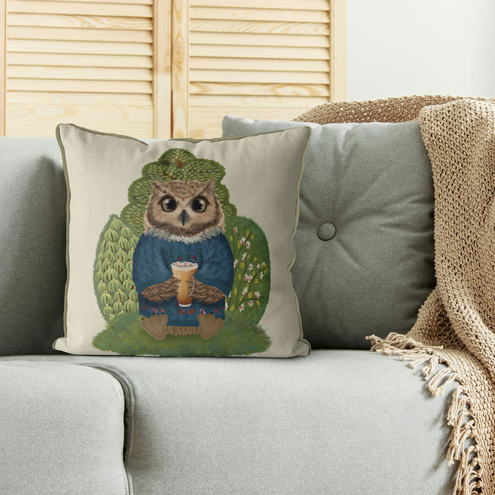 Latte Owl in Sweater, Cushion / Throw Pillow