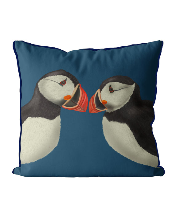 Puffin Love, Bird Cushion / Throw Pillow