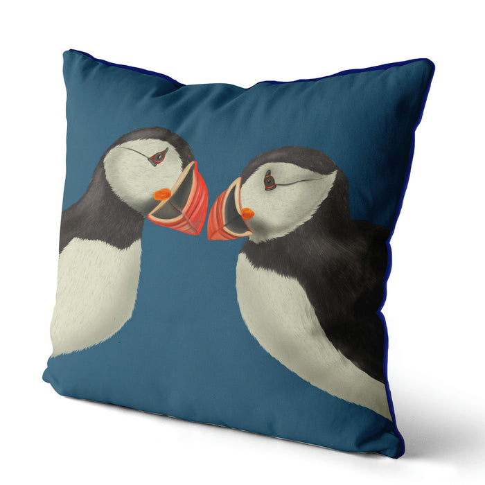 Puffin Love, Bird Cushion / Throw Pillow