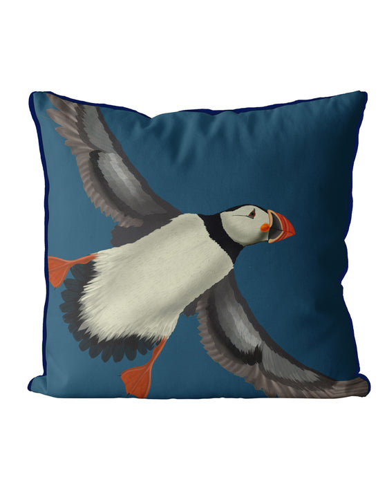 Puffin In Flight, Bird Cushion / Throw Pillow