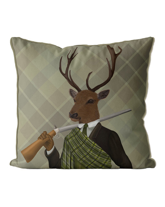 Colonel Hamish Haggis Scottish Stag Deer Tartan, Cushion / Throw Pillow