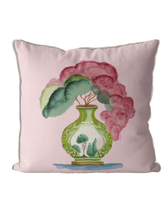 Pink Green Vase 3, Cushion / Throw Pillow