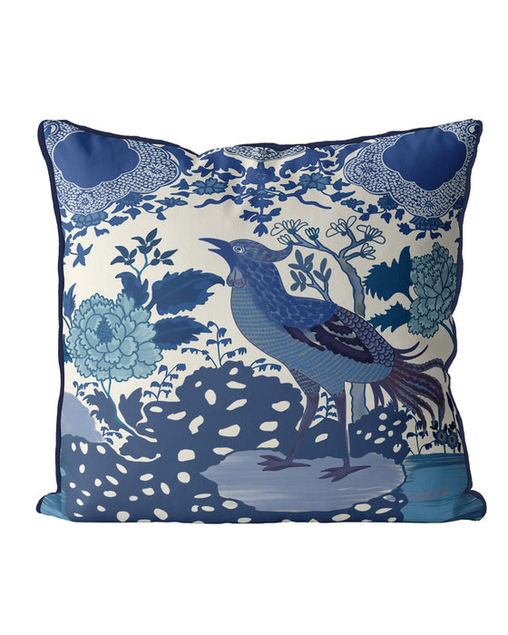 Cockerel in Blue, Chinoiserie Cushion / Throw Pillow
