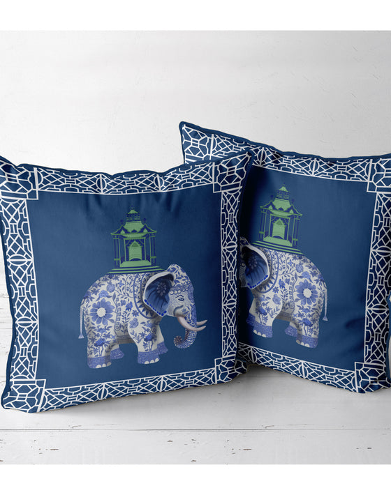 Elephant Pagoda 2 Chinoiserie Cushion Collection, Cushion / Throw Pillow