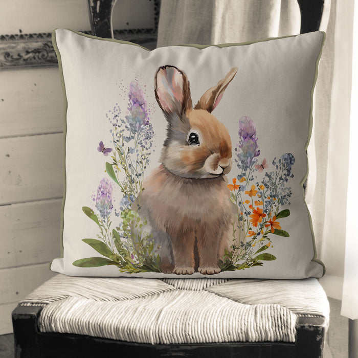 Rabbit in Lupins Floral Essence Animal Cushion / Throw Pillow