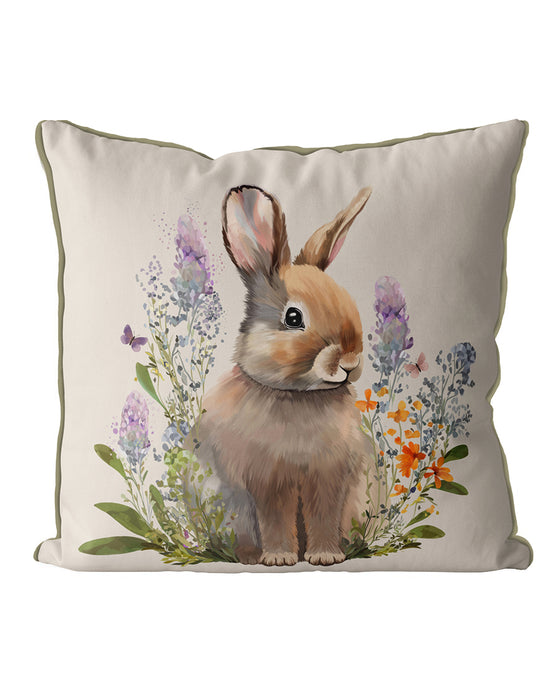 Rabbit in Lupins Floral Essence Animal Cushion / Throw Pillow