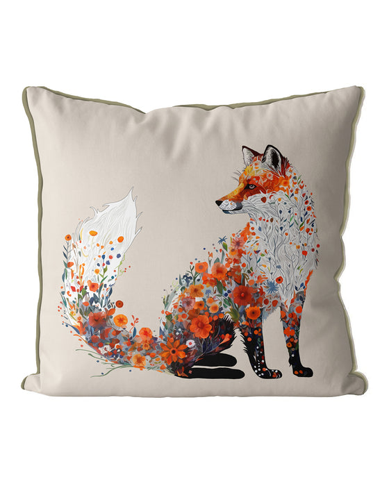 Fox 1 Floral Essence Woodland Animal Cushion / Throw Pillow