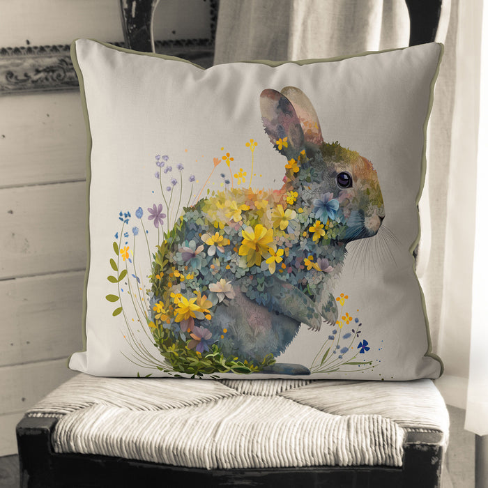 Rabbit 1 Floral Essence Animal Easter Cushion / Throw Pillow