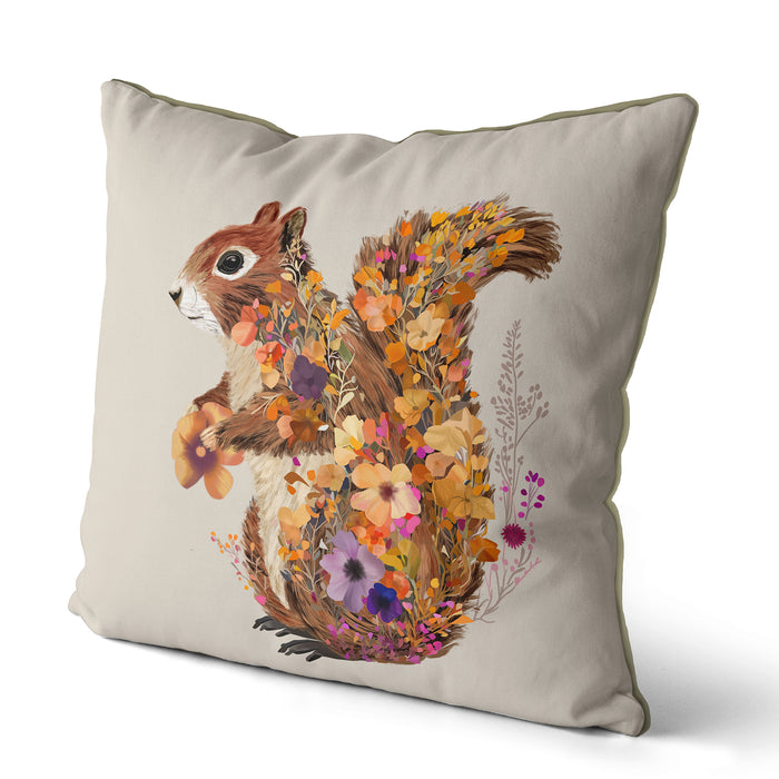 Squirrel 1 Floral Essence Woodland Animal Cushion / Throw Pillow