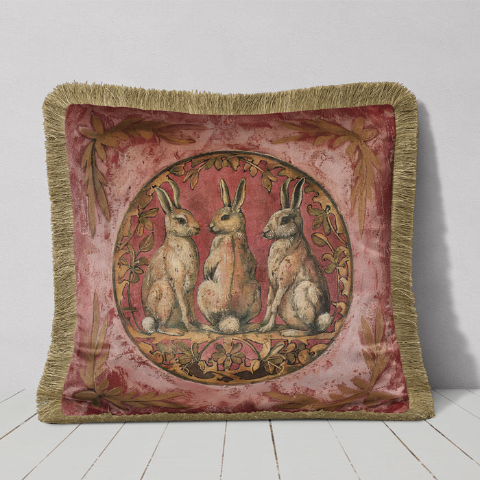 Medieval Hare 10 Luxury Fringed Velvet Cushion Throw Pillow Cover
