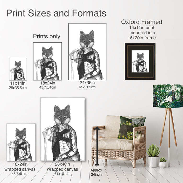 The Masked Fox, Limited Edition Print of drawing
