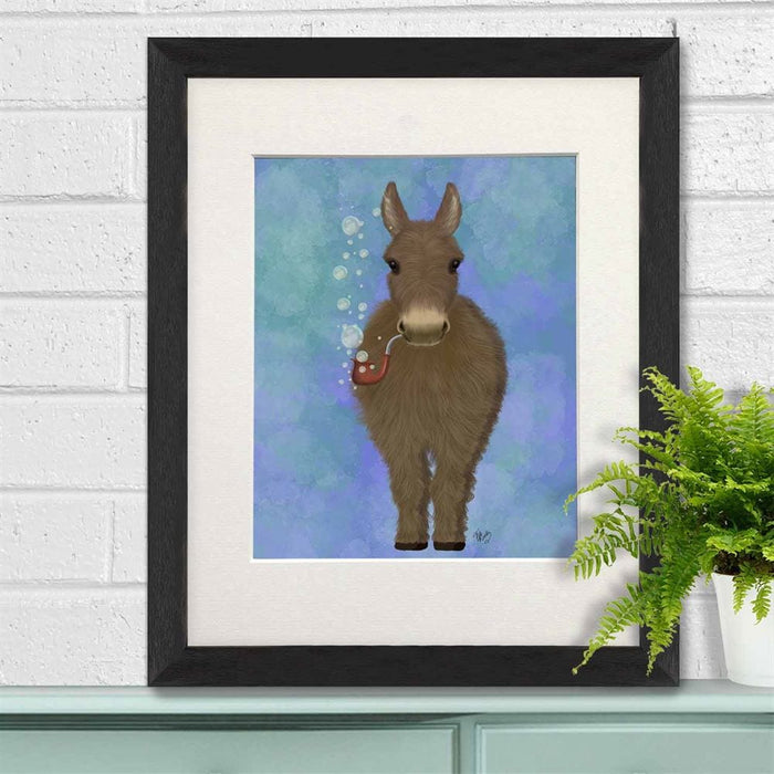 Donkey Bubble Pipe, Full, Animal Art Print, Wall Art | Print 14x11inch