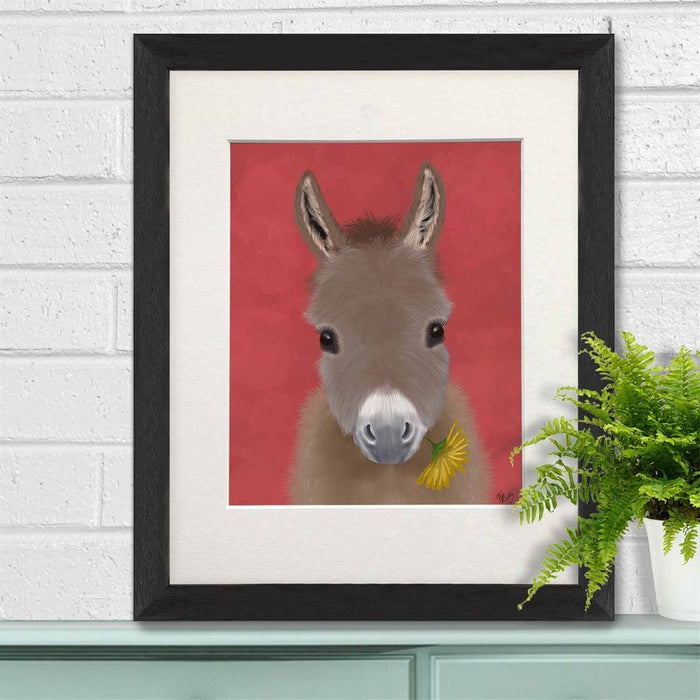 Donkey Yellow Flower, Animal Art Print, Wall Art | Print 14x11inch